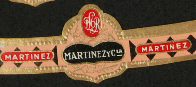 281AzC-VITOLA Antigua-Old Cigar Band-Marca MARTINEZ Y CIA, MARTINEZ