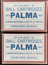 FRANKFORD ARSENAL CAL. .30  1937 PALMA  MATCHES  NEW REPLICA 20 ROUND AMMO BOXES