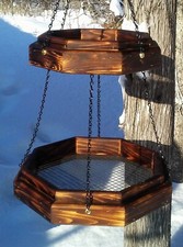 Double hanging octagon platform cedar wood bird / squirrel feeder, TBNUP 1DB