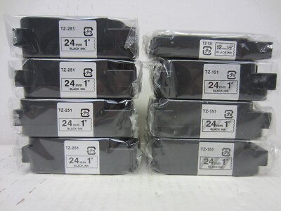 Brother TZ-251(4), TZ-151(3), TZ-131(1) P-Touch Laminated Tape(Lot of 8) (NEW)