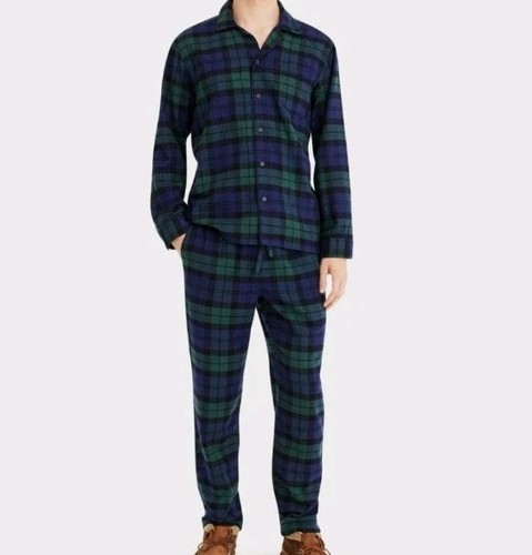 J Crew Flanell Pyjama Schwarz Uhr Tartan Herren Größe L