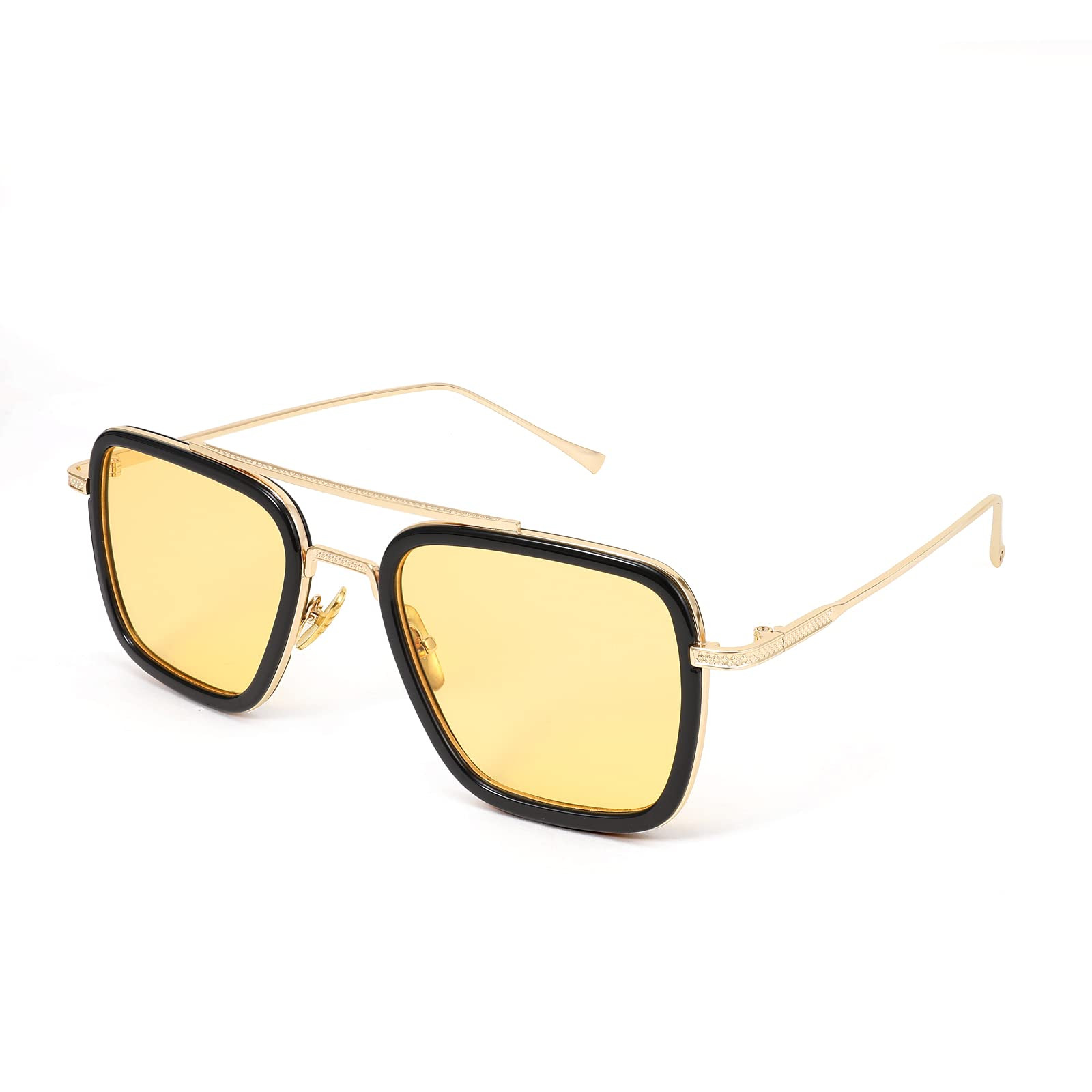 Retro Square Sunglasses Tony Sunglasses Trendy Night Yellow Lens Sun Glasses ...