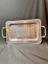 Vintage Cromwell Hand Wrought Hammered Aluminum Serving Tray — Double Handles