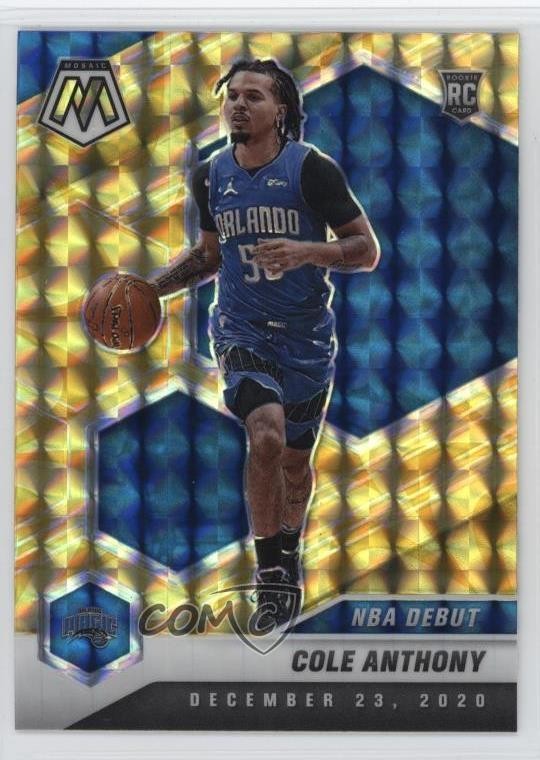 2020 Panini Mosaic NBA Debut Reactive Yellow Prizm Cole Anthony Rookie RC 07rd