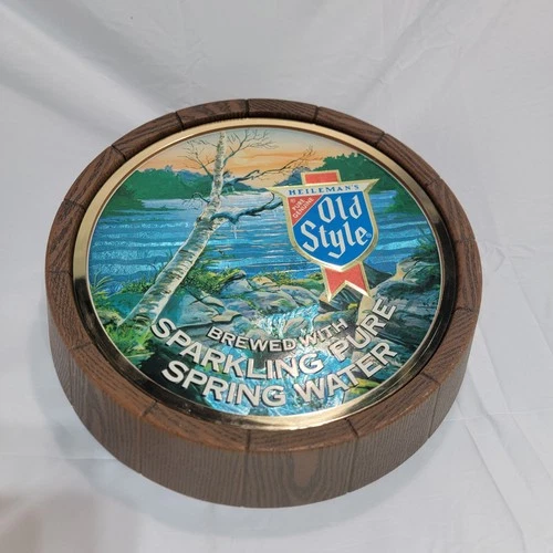 Vintage OLD STYLE BEER Barrel Bar Sign Sparkling pure spring water Waterfall