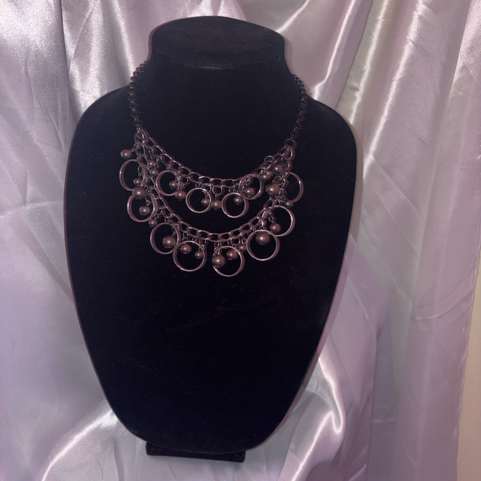 Double Layer Statement Necklace With Adjustable C… - image 1