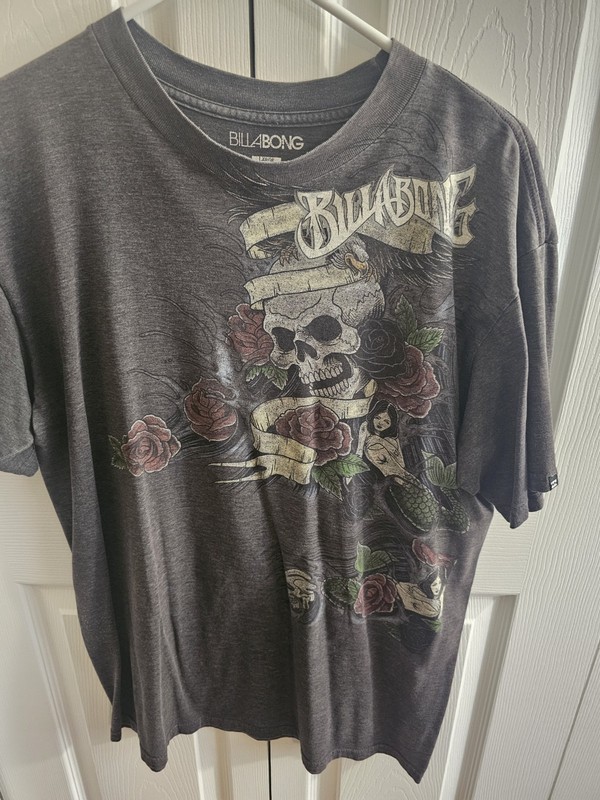 Billabong T-Shirt Mens Medium Black Mermaid Graphic Core Fit Short Sleeve