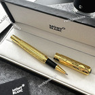 BID NOW Montblanc Gold Rollerball Pen Engraved Executive Writing Gift w/ Box — photo 1