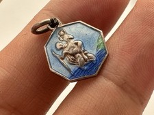 Vintage Sterling Silver Enamel St Christoper Charm