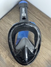 Snorkle Mask L/XL Blue Black Full Face Coverage Snorkel Mask Vacation Gear Swim