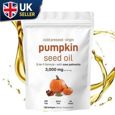 Pumpkin Seed Oil 3000mg 180 Softgels Capsules with Saw Palmetto Cold Pressed Her