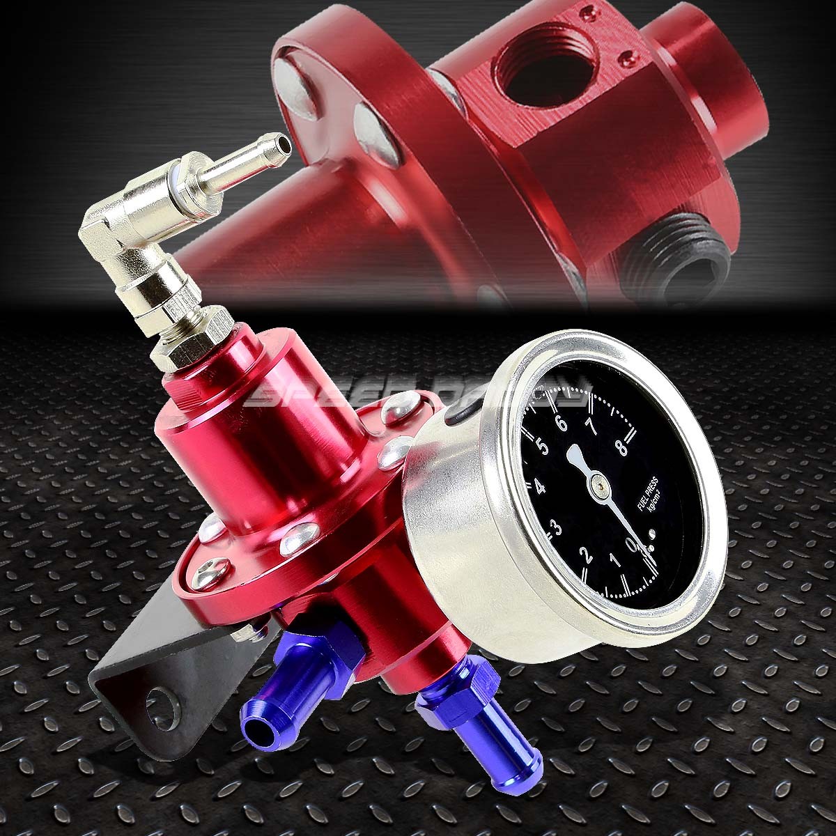 15 GALLON/57L ALUMINUM FUEL CELL TANK+FEED LINE KIT+1:1 PRESSURE REGULATOR RED