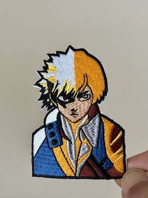 Anime Iron On Patch Boy Yellow White Hair Black Eye Blues White Embroidered