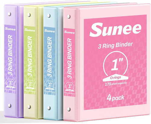 3 Ring Binder 1 Inch 4 Pack, Clear View 1" Binders Three Ring Pvc-Free (Fit 8.5X