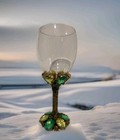 VTG Swarovski Jeweled Wine Glass By 2 Saints Green Gold WICKED Lovely Lookalike 
