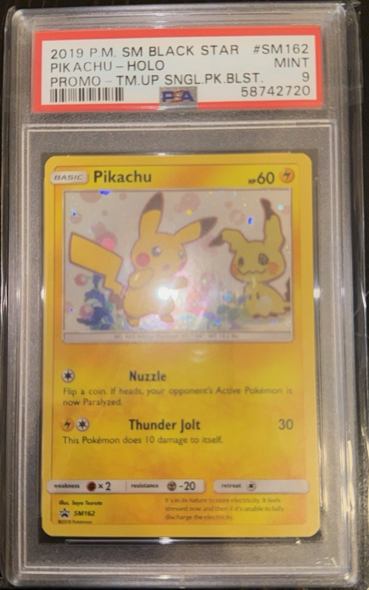 2019 Pikachu Mimikyu English SM162 Black Star Promo Pokemon PSA 9