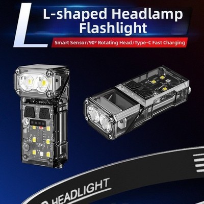 Wiederaufladbare LED Stirnlampe für taschenlampe mit Magnetfuß und blauem Siche