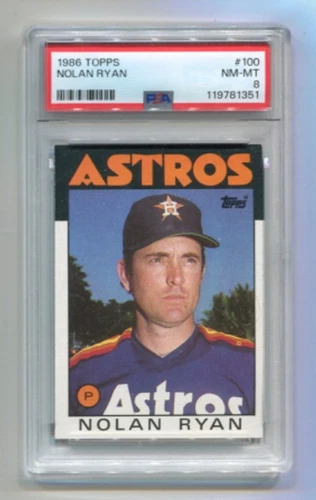 1986 Topps - NOLAN RYAN - Card #100 - HOUSTON ASTROS  PSA 8