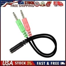 Headphone Splitter 3.5mm TRRS Female to Dual TRS Male Mic Audio Y Adapter