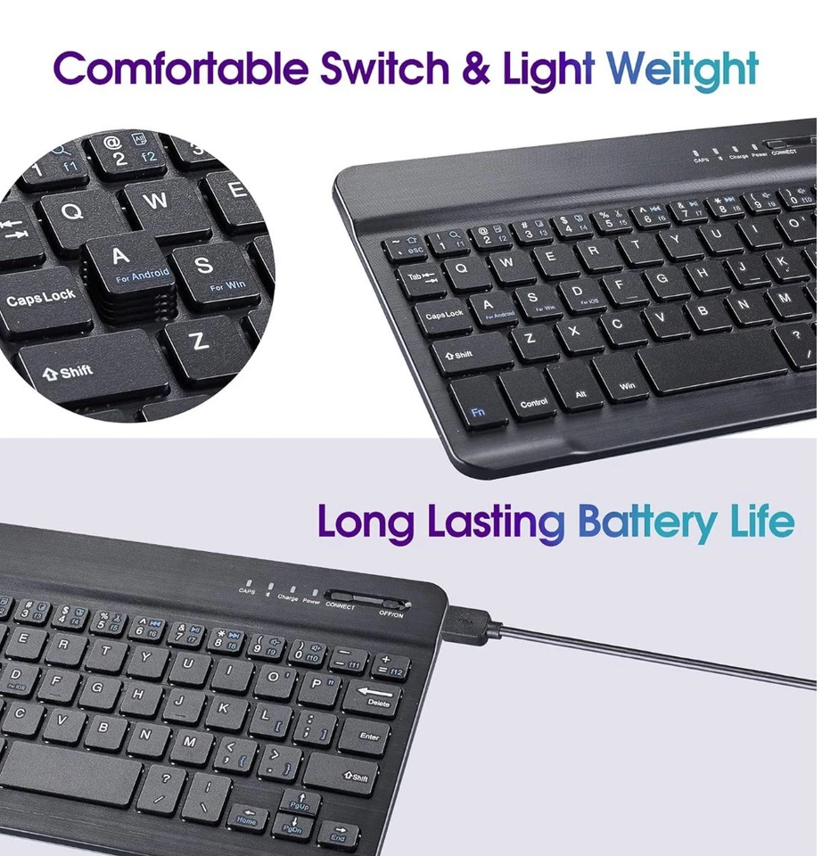 Case with Keyboard for Amazon Kindle Fire HD 8 & 8 Plus,Case with USB C Cable - Image 3 of 4