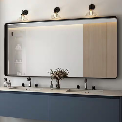 72 In. W X 36 In. H Rectangular Aluminum Framed Wall Bathroom Vanity Mirror in B
