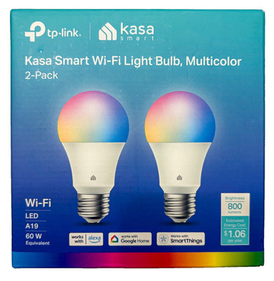 TP-Link Kasa Smart Color Changing WiFi Light Bulb 2-Pack RGB LED Alexa