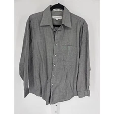 Perry Ellis Portfolio Men's Gray Striped Long Sleeve Button-Up Shirt Size 16