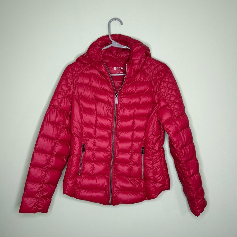 BCBGeneration Red Puffer packable down jacket wom… - image 1