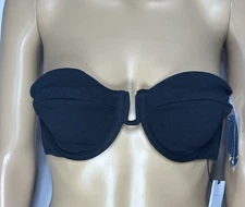 Shade & Shore Balconette Underwire Crepe Black Bikini Top 36B