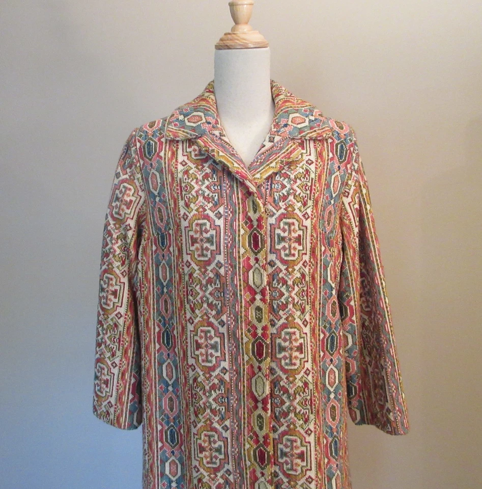 Abrigo alfombra tapiz vintage años 60 talla S Foto 3 de 4