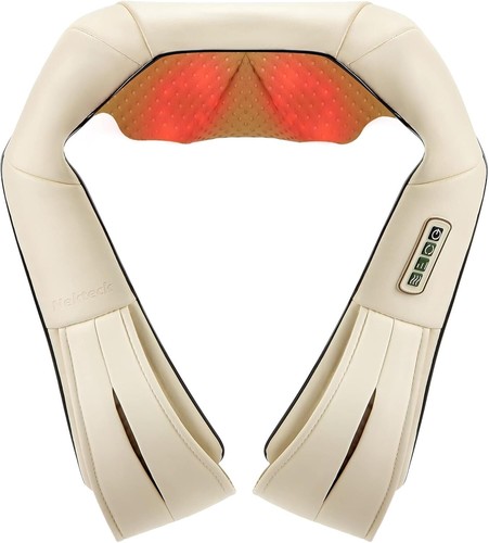 Nekteck Shiatsu Neck and Shoulder Massager with Heat, Beige