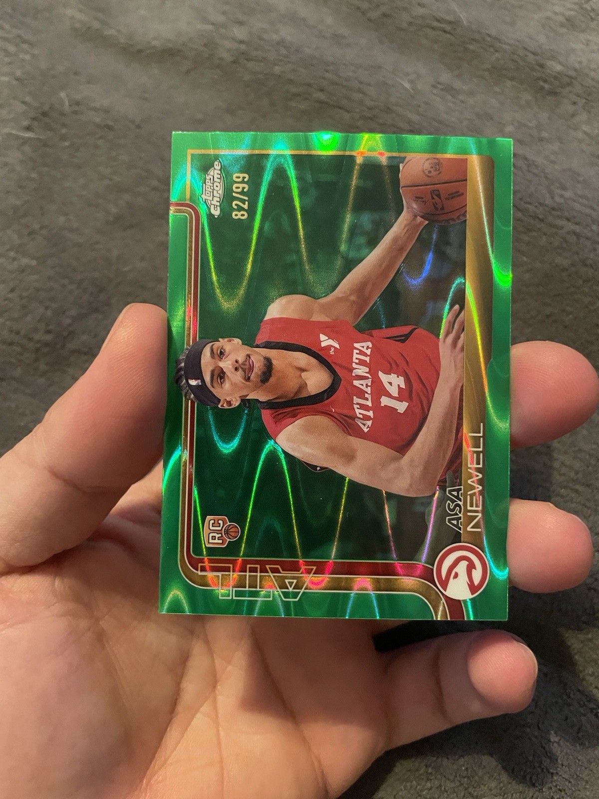 2025 Topps Chrome Asa Newell #273 Green Wave Refractor Rookie Atlanta Hawks /99