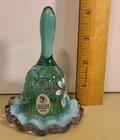 VINTAGE FENTON TEAL & PURPLE BELL HAND PAINTED DRAGONFLY SIGNED MINT CONDITION