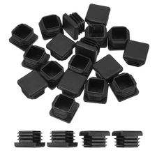 1 Inch Plastic Tubing End Caps, 20 Pcs Square Hole Plug Insert, Black