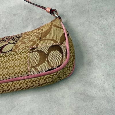 COACH 3693 Vintage Y2K Patchwork Trim Mini Shoulder Bag Pouch Pink