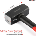 MAXPOWER 4Lb Club Hammer, Mini Sledge Hammer with 9-Inch Fiberglass Handle, Drop