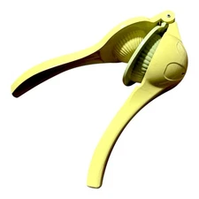 Yellow Metal Dual Citrus Juicer Squeezer Heavy Duty Houseworks Crate and Barrel