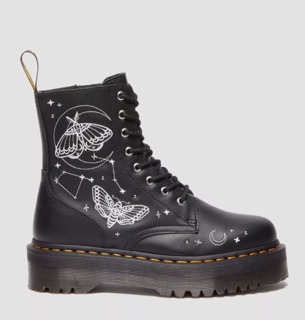 DR MARTEN\'S MEN\'S 13 1460 PASCAL BLACK CELESTIAL MOTH EMBROIDERED BOOTS NWOB Dr. Martens 1460 Pascal  main image 4