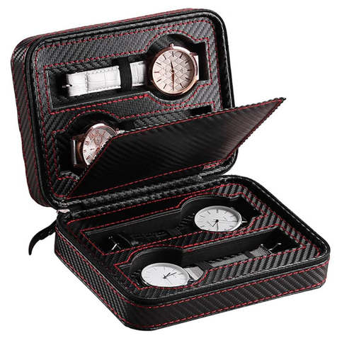 PORTAOROLOGI DA VIAGGIO ASTUCCIO SCATOLA PORTA PER 4 OROLOGI CUSTODIA IN  PELLE | eBay
