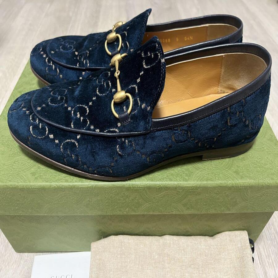 Blue Velvet Gucci Loafers with box and dust bags - Men’s Gucci | Shoes | Blue Velvet Gucci Loafers With Box And Dust  main image 3