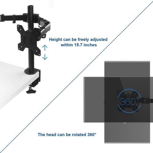 Monitor Stand Laptop Tray Dual Arm Desk Mount Screen Holder Bracket Up to 27'' - Picture 7 of 13