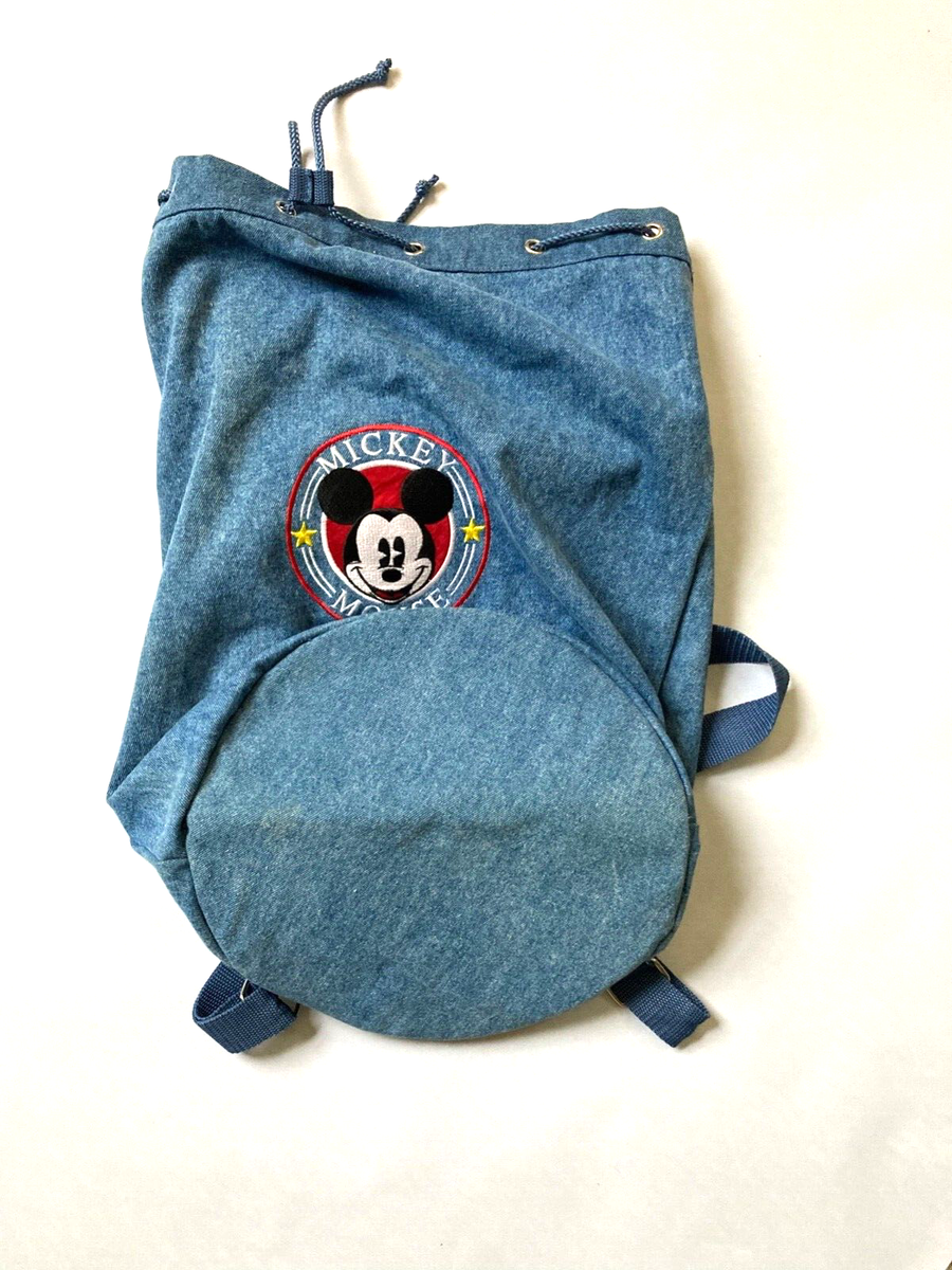 Disney Mickey Mouse, Denim Drawstring Backpack Bag, Honey Fashions