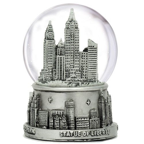 Globo de nieve plateado mediano del horizonte de la ciudad de Nueva York - Imagen 2 de 2