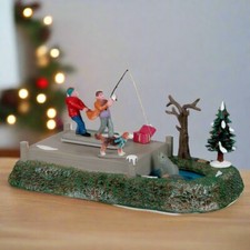 Lemax Christmas Village Too Big a Catch Moving Animated Fishing Accent #24952