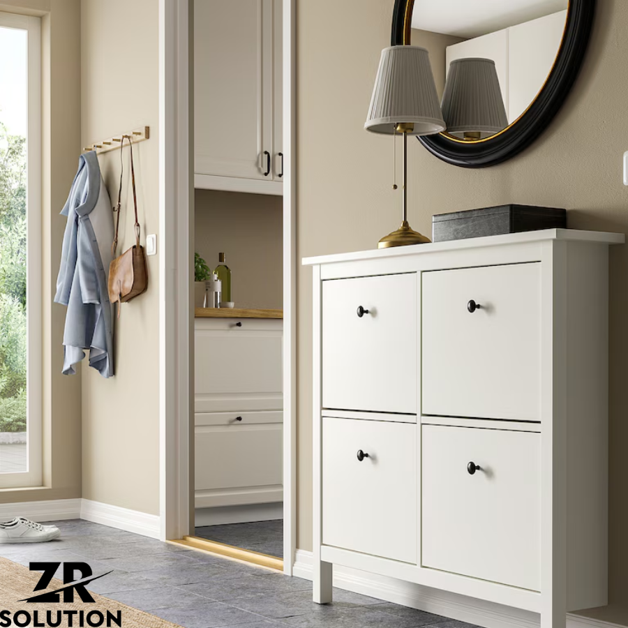 IKEA Shoe Cabinet With Compartments White 107x22x101 cm Cupboard