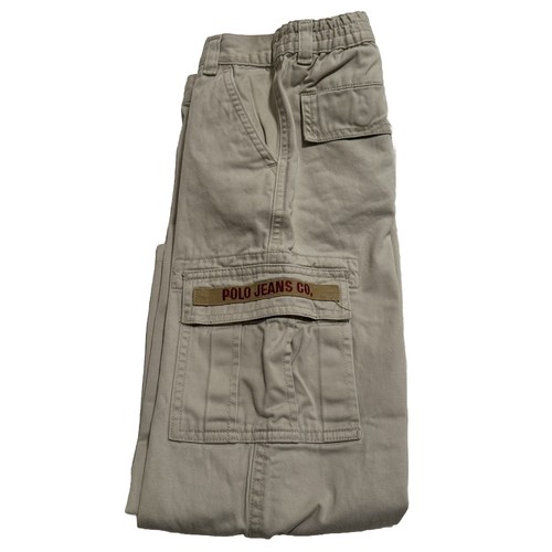 Vtg 90s Ralph Lauren Polo Jeans Co. Freighter Khaki Cargo Pants Youth Size 7 - Picture 3 of 13