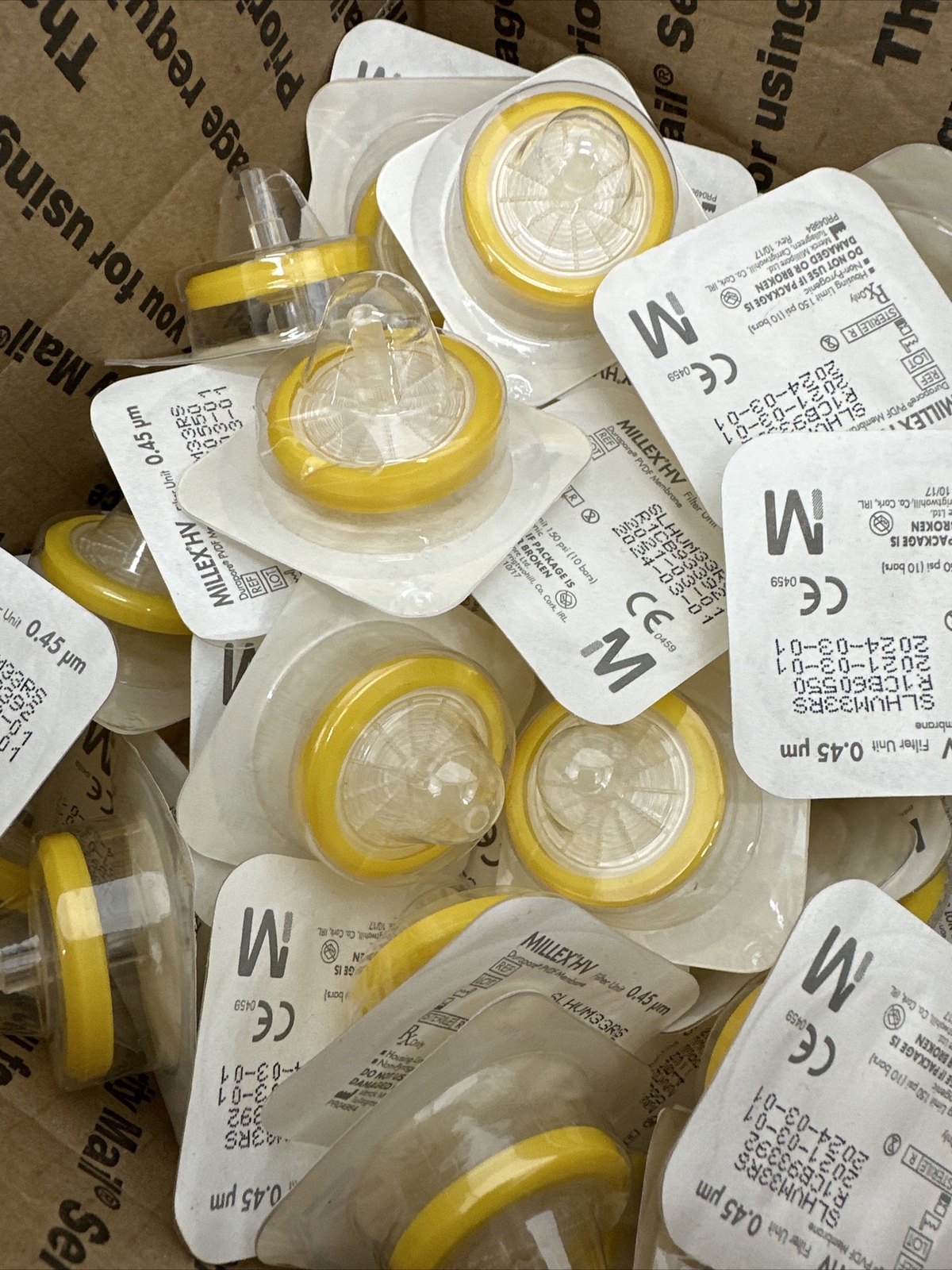 Slgp033rs LOT OF 128 Millipore Millex-HV SLHVM33RS Filter Unit Sterile .45um Pore ...