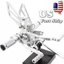 FXCNC CNC Rearset Rearsets Footpegs Adjustable For GSXR1000 600 GSXR750 Silver