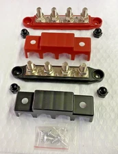 250A 12V 24V 36V 48V 60V DC BUS BAR  4 X 3/8" STUDS RED & BLACK SET