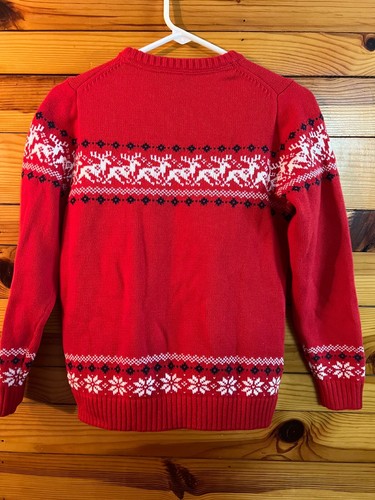 Janie and Jack Holiday Rehearsal Reindeer Sweater EUC Boys Snowflake Red Size 10 - Picture 4 of 4